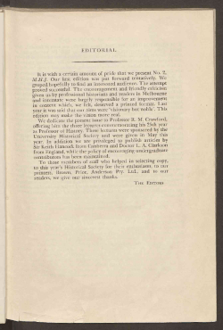 EDITORIAL It is with a certain amount of pride that we present No. 2