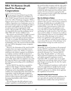 RRA `93 Hastens Death Knell for Bankrupt Corporations