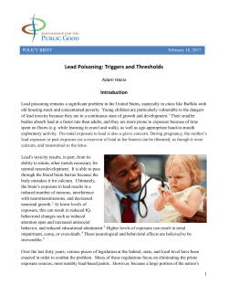 Lead Poisoning: Triggers and Thresholds