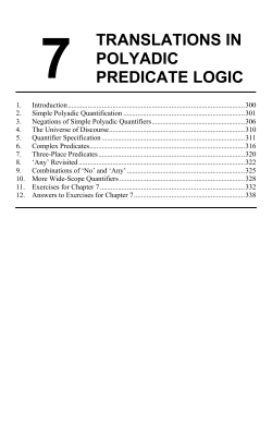 Chapter 7: Translations in Polyadic Predicate Logic