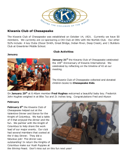 Jan-Mar 2015 Newsletter - Kiwanis Club of Chesapeake