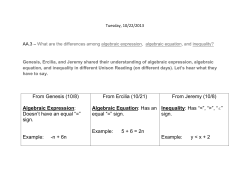 From Genesis (10/8) Algebraic Expression: Doesn`t have an equal