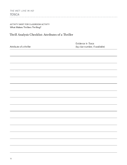 rill Analysis Checklist: Attributes of a riller