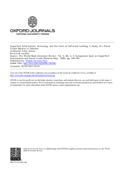 Imperfect Information, Screening, and the Costs of Informal Lending