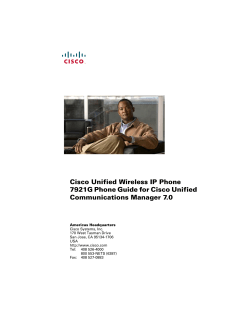Cisco Unified Wireless IP Phone 7921G Phone Guide and Quick