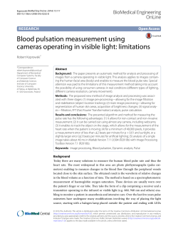 Blood pulsation measurement using cameras operating in visible