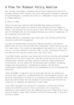 A Plea for Mideast Policy Realism