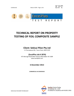 TECHNICAL REPORT ON PROPERTY TESTING OF FOIL