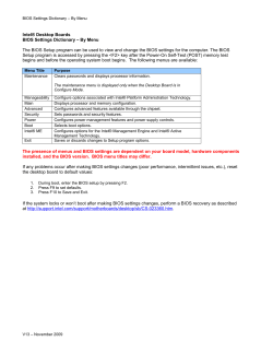Intel&reg; Desktop Boards BIOS Settings Dictionary &ndash; By Menu The