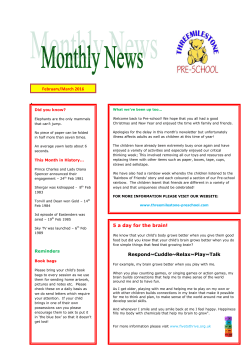 FEBRUARY NEWS 2016 - Threemilestone PreSchool