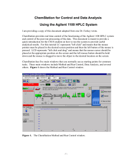 ChemStation for Control and Data Analysis Using the Agilent 1100