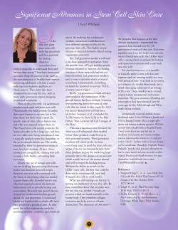 Significant Advancesin Stem Cell Skin Care