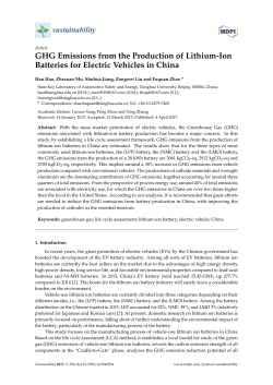 GHG Emissions from the Production of Lithium