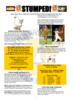 SENIOR NEWS AND RESULTS - Runaway Bay Cricket Club