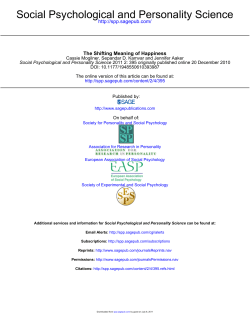 Social Psychological and Personality Science