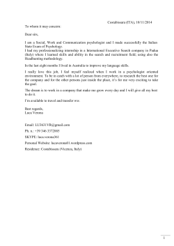 1 /3 To whom it may concern: Dear sirs, Costabissara
