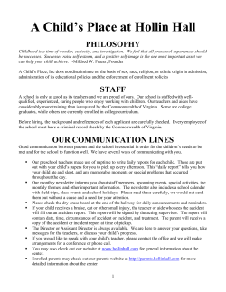 parent handbook updated - A Child`s Place at Hollin Hall