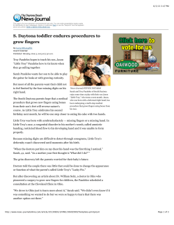 S. Daytona toddler endures procedures to grow fingers