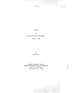 REPORT on BALTIMORE CIVIL DISORDERS APRIL, 1968 Jane