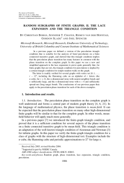 RANDOM SUBGRAPHS OF FINITE GRAPHS. II. THE