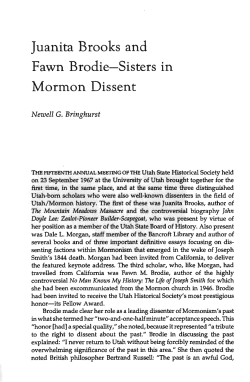 Juanita Brooks and Fawn Brodie&mdash;Sisters in Mormon Dissent