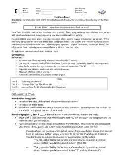 Synthesis Essay - Jericho Public Schools