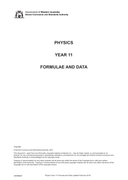 physics year 11 formulae and data - SCSA