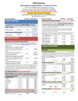 MCB Quantico Recreation Information, Tickets