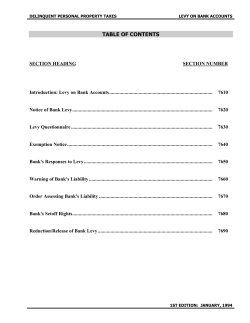 Series 7600: Levy on Bank Accounts