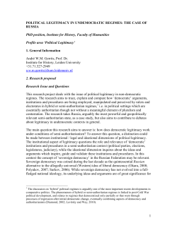 1 POLITICAL LEGITIMACY IN UNDEMOCRATIC REGIMES: THE