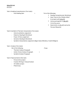 Life of Pi Unit ELA 20-1 Task A: Reading Comprehension (TWO