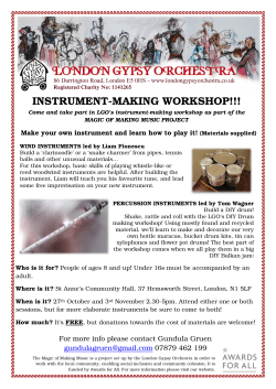 INSTRUMENT TRUMENT-MAKING WORKSHOP G WORKSHOP!!!