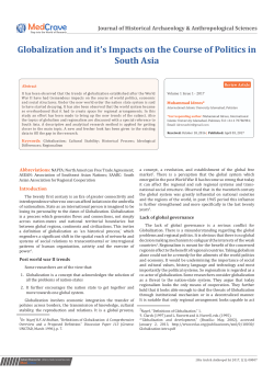 Globalization and it`s Impacts on the Course of Politics in South Asia