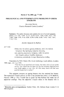 PHILOLOGICAL AND INTERPRETATIVE PROBLEMS IN GREEK