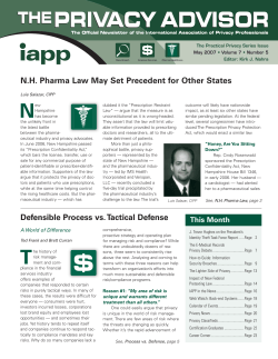 Defensible Process vs.Tactical Defense N.H. Pharma Law May Set