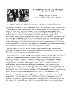 Nobel Prize Acceptance Speech