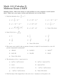 Math 112 (Calculus I) Midterm Exam 2 KEY