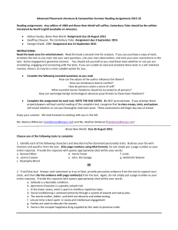 Advanced Placement 12 English: Summer Readings