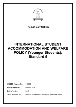 INTERNATIONAL STUDENT ACCOMMODATION AND WELFARE