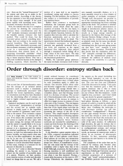 Order through disorder: entropy strikes back