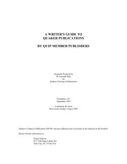 a writer`s guide to quaker publications by quip member publishers