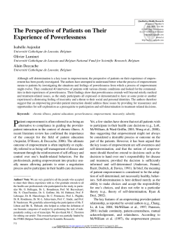 The Perspective of Patients on Their Experience of Powerlessness