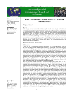 Dalit Assertion and Electoral Politics in India with reference to UP