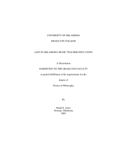 UNIVERSITY OF OKLAHOMA GRADUATE COLLEGE JAZZ IN