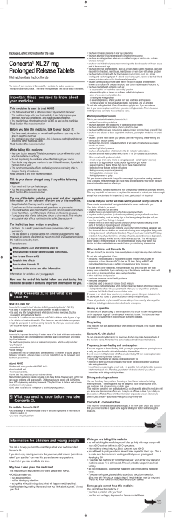 Concerta&reg; XL 27 mg Prolonged Release Tablets