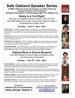 Safe Oakland Speaker Series