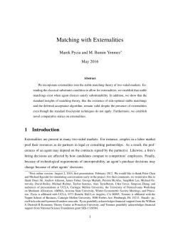 Matching with Externalities - Marek Pycia