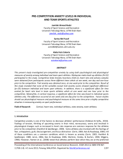 pre-competition anxiety levels in individual and team sports athletes
