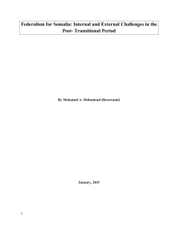 Federalism for Somalia: Internal and External Challenges in the Post