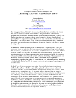 Discussing Aristotle`s Nicomachean Ethics